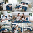 thumbnail image 5 of Christmas Snowman Duvet Cover Set Queen Size, Pine Tree Leaf Deer Xmas Balls Navy Blue 4 Piece Soft Microfiber Bedding Set with 1 Duvet Cover, 1 Flat Sheet, 2 Pillowcases, 5 of 9