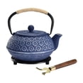thumbnail image 1 of Tetera japonesa de hierro fundido, tetera japonesa para hervir agua caliente, esmalte interno de 900ml para restaurante de barbacoa de hojas sueltas, 1 of 8