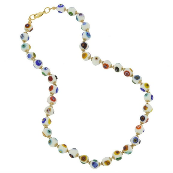 GlassOfVenice Murano Glass Mosaic Necklace - White