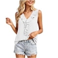thumbnail image 3 of cocolona Womens Summer Trendy Tank Tops V Neck Ruffle Sleeveless Solid Color Shirts Casual Vacation Outfits Blouses, 3 of 6