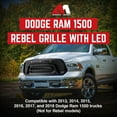 thumbnail image 3 of AMERICAN MODIFIED Rebel Grille w/Amber Lights for 13-18 Dodge Ram 1500, 3 of 13