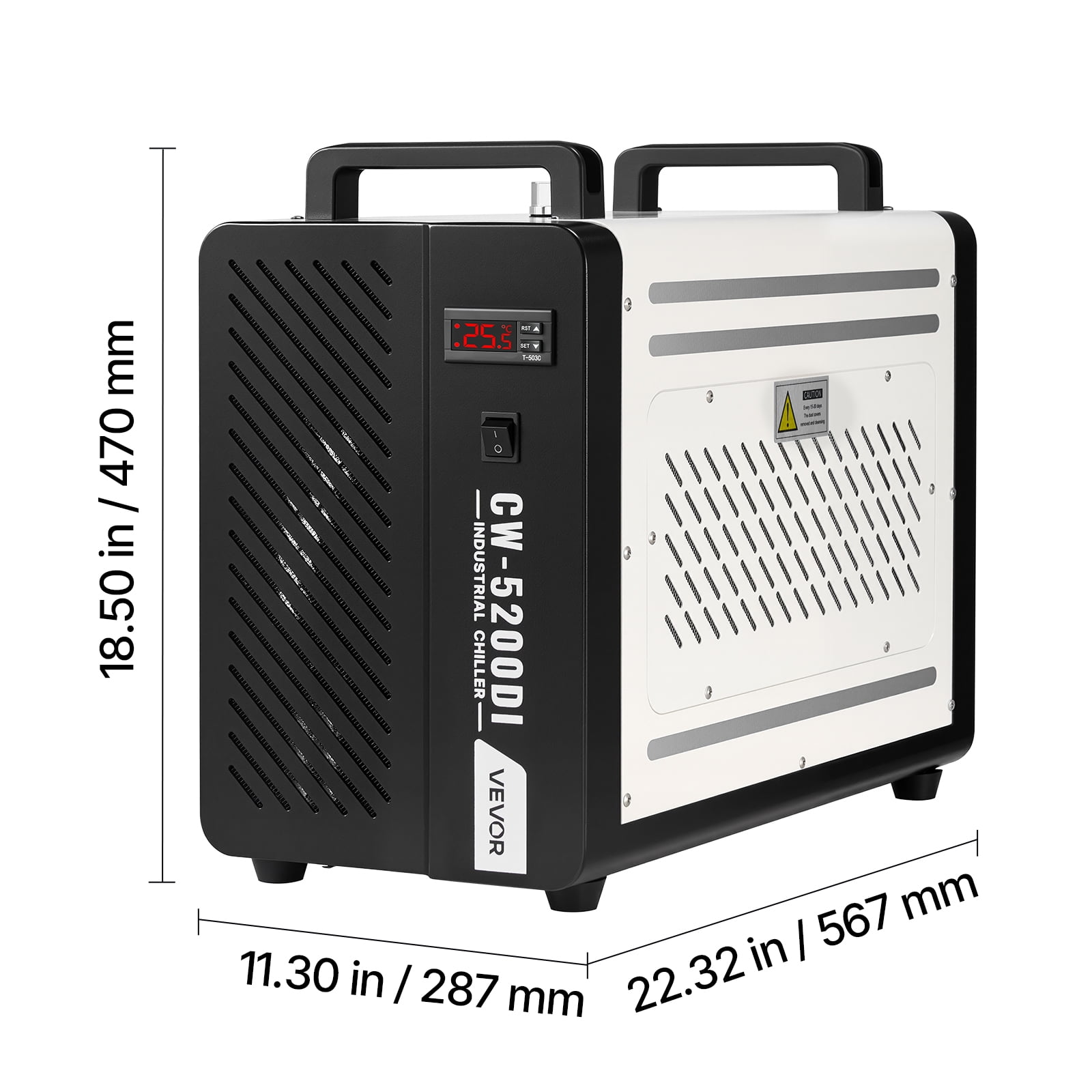 VEVOR Industrial Water Chiller, 5460 BTU/h, Industrial Water Cooler Cooling System with Compressor, 4.2 GPM Max Flow, 1.8  Gal Tank Capacity, Laser Chiller, for CO2 Laser Engraving & Cutting Machine