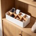 thumbnail image 4 of chaungfeng White Desktop Organizer, Bamboo Remote Control Holder Cosmetic Storage Basket, Desk Storage Box Pencil Pen Holder Caddy for Office Home Bedside Nightstand Organization, 4 of 7