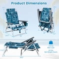 thumbnail image 3 of Costway 2PCS Beach Chairs with 5-Position Backrest & Padded Headrest, Cup Holder & Ice Bag Palm Tree Green, 3 of 9