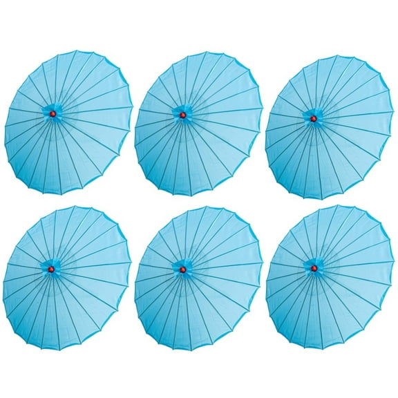 THY COLLECTIBLES Set of Six (6) 33"Japanese Chinese Umbrella Parasols for Wedding Parties, Photography, Costumes, Cosplay, Decoration and Other Events (Light Blue)