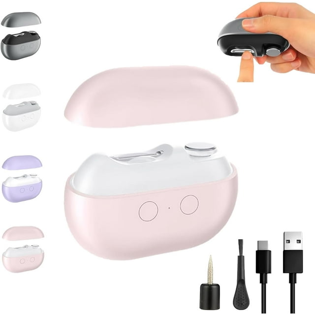 Vueeze EasyclipsSmart Nail Clipper,glosrity Automatic Electric Nail File,3 in 1 Electric Nail Trimmer and File,with Storage & Light for Seniors Thick Toenails,Rechargeable