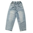 thumbnail image 2 of ZHOUCHANKIDS Girls Fashion Wide Leg Baggy Jeans Retro Straight Loose Fit Denim Pants for Kids Comfortable Stretch Elastic Waist Casual Streetwear (Blue-d, 4-5 Years), 2 of 5