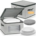 thumbnail image 1 of China Storage Containers, 12 Inch Dinner Plate Dish Storage Containers, Hard Shell Quilted Dinnerware Storage Box Case with Lids and Felt Protectors for Dishes Plates Storage and Moving, 1 of 9