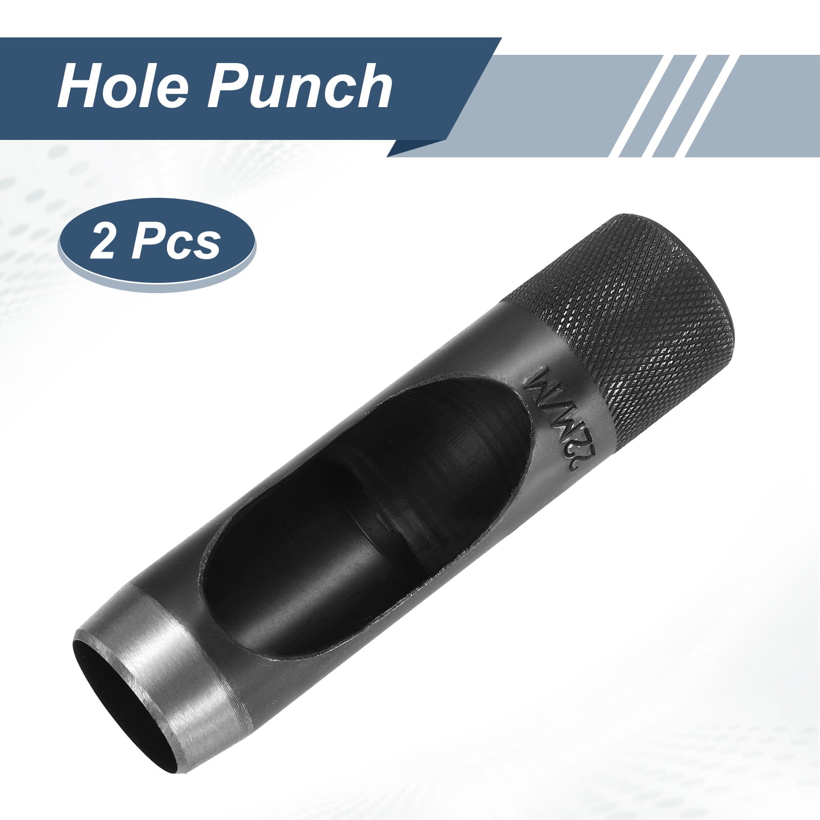 Uxcell 2pcs Leather Hole Punch 22mm Hollow Round Hole Puncher Cutter Carbon Steel Tool for Watch Cloth Belt Gaskets DIY Leather Craft Repair, Black