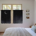 thumbnail image 3 of Night Stars Moon Kitchen Curtain for Berdoom Living Room Cafe 54 Inch Length, Modern Abstract Art Cloud Fog Tiers Curtains Light Filtering Drapes Rod Pocket Window Treatment 2 Panels 52"Wx54"L, 3 of 8