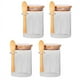 thumbnail image 3 of Recipiente de vidrio para almacenar alimentos con tapa de cuchara de bambú, redondo, de vidrio transparente 4 piezas, 3 of 9