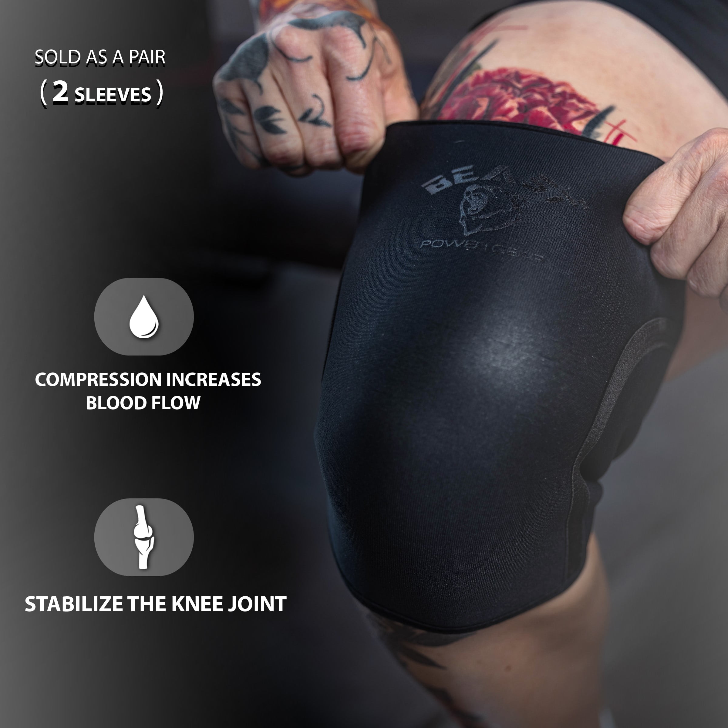 Neoprene Compression Knee Sleeves 7MM (Pair) Enhanced Knee Support in Squats Powerlifting Weightlifting and Wrestling – Unisex