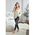 thumbnail image 4 of Women's Oversized Sweater Sexy Deep V Neck Long Sleeve Cable Knit Sweater Loose Sweater Tunic Pullover, 4 of 8