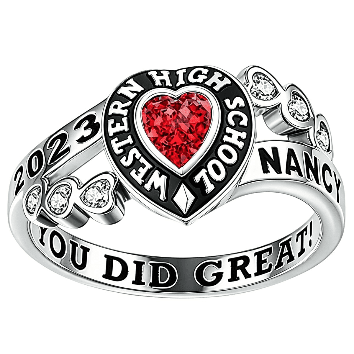 PhaedraOona Class Ring for Women High School Personalized Graduation Rings College Senior High School Ring Birthstone Women's Jewelry GIft for Teacher