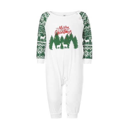 

FOCUSNORM xmas pajamas for family Long Sleeve Round Neck Tops Tree Print Trousers / Romper