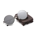 thumbnail image 5 of Raindrops 2pcs Vintage Metal Frame Round Reflective Sunglasses Circle Mirrored Sunglasses Men Women Glasses (Silver Frame with Water Silver Lens), 5 of 8