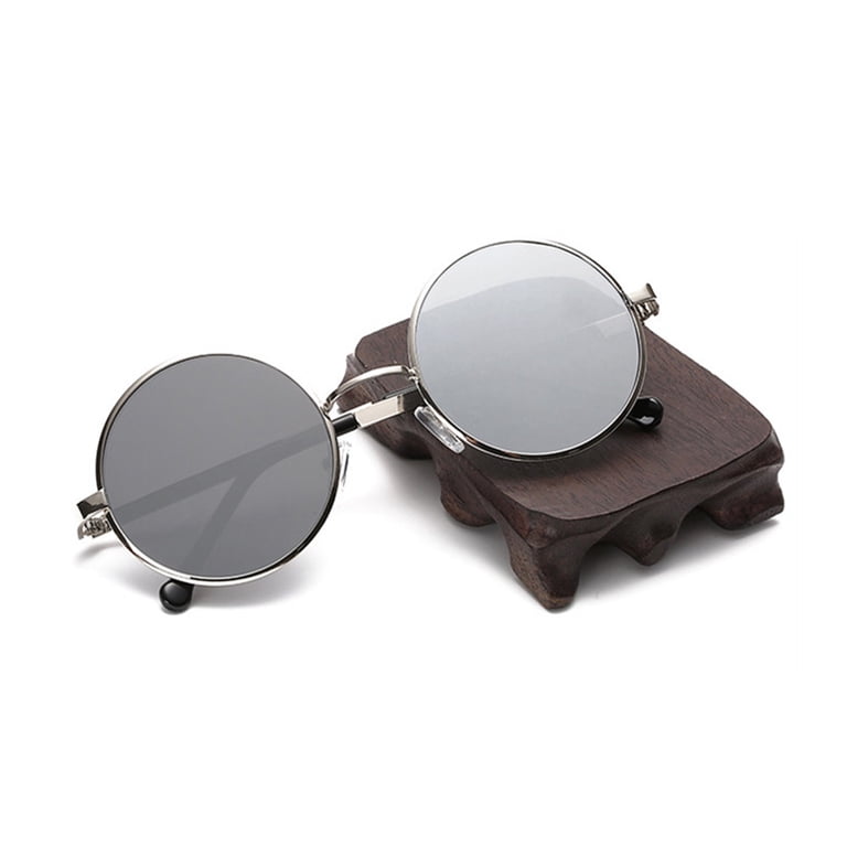 Sunglasses for Women Men Classic Crystal Glass Lens Retro Circle Metal SunGlasse Vintage Metal Frame Round Reflective Sunglasses Circle  main image 4