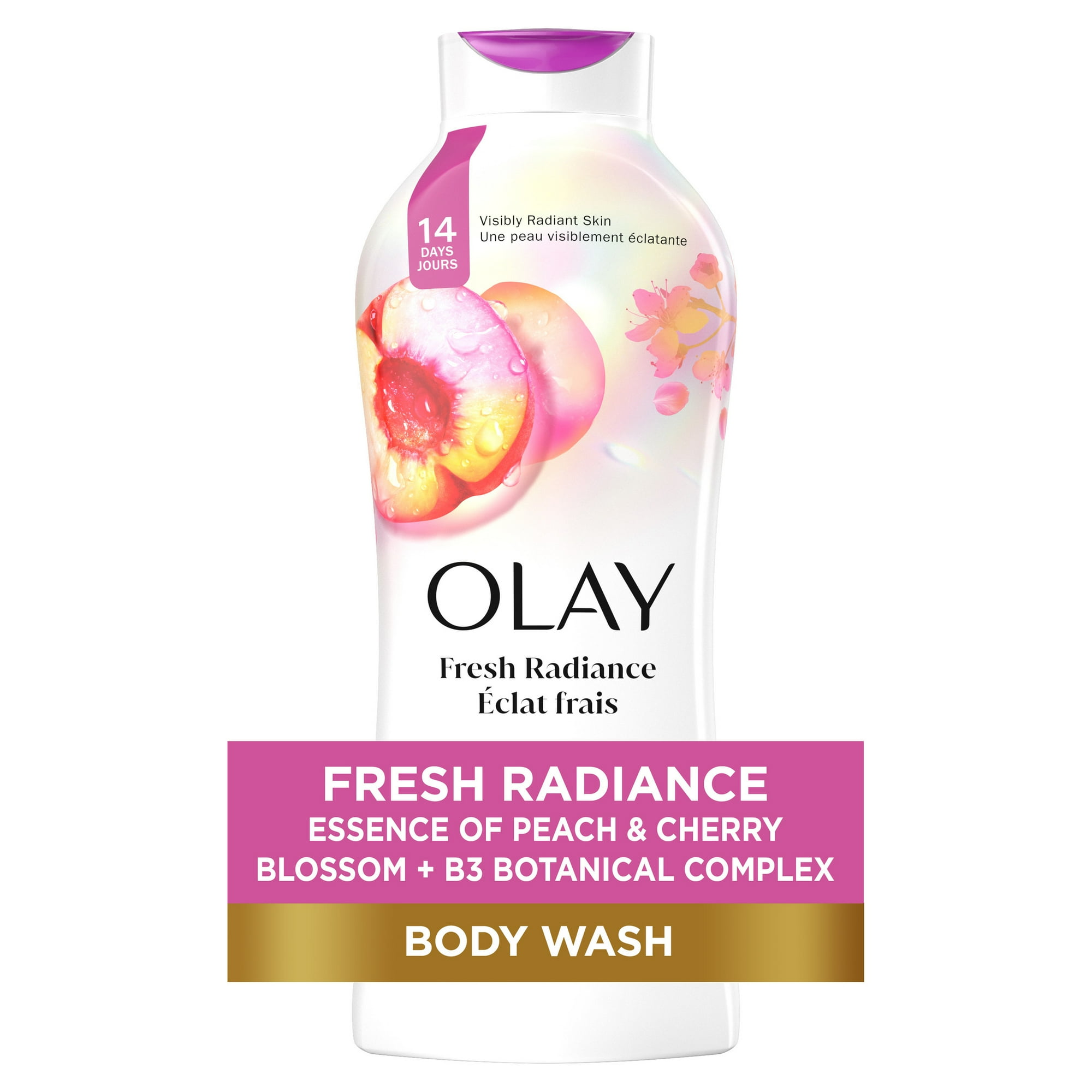Olay Fresh Outlast Women's Body Wash, Peach and Cherry Blossom, 22 fl oz