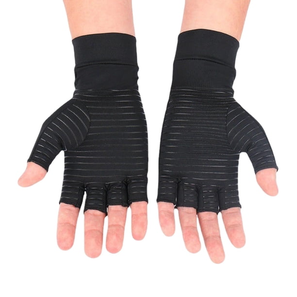 Guantes de cobre para artritis para hombres y mujeres, guantes de compresión elásticos sin dedos, guantes para escribir, para aliviar dolores del túnel carpiano, dolores reumatoides y articulaciones.