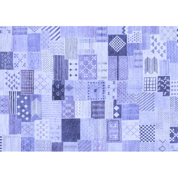 Ahgly Company Indoor Rectangle Abstract Blue Modern Area Rugs, 7' x 10'