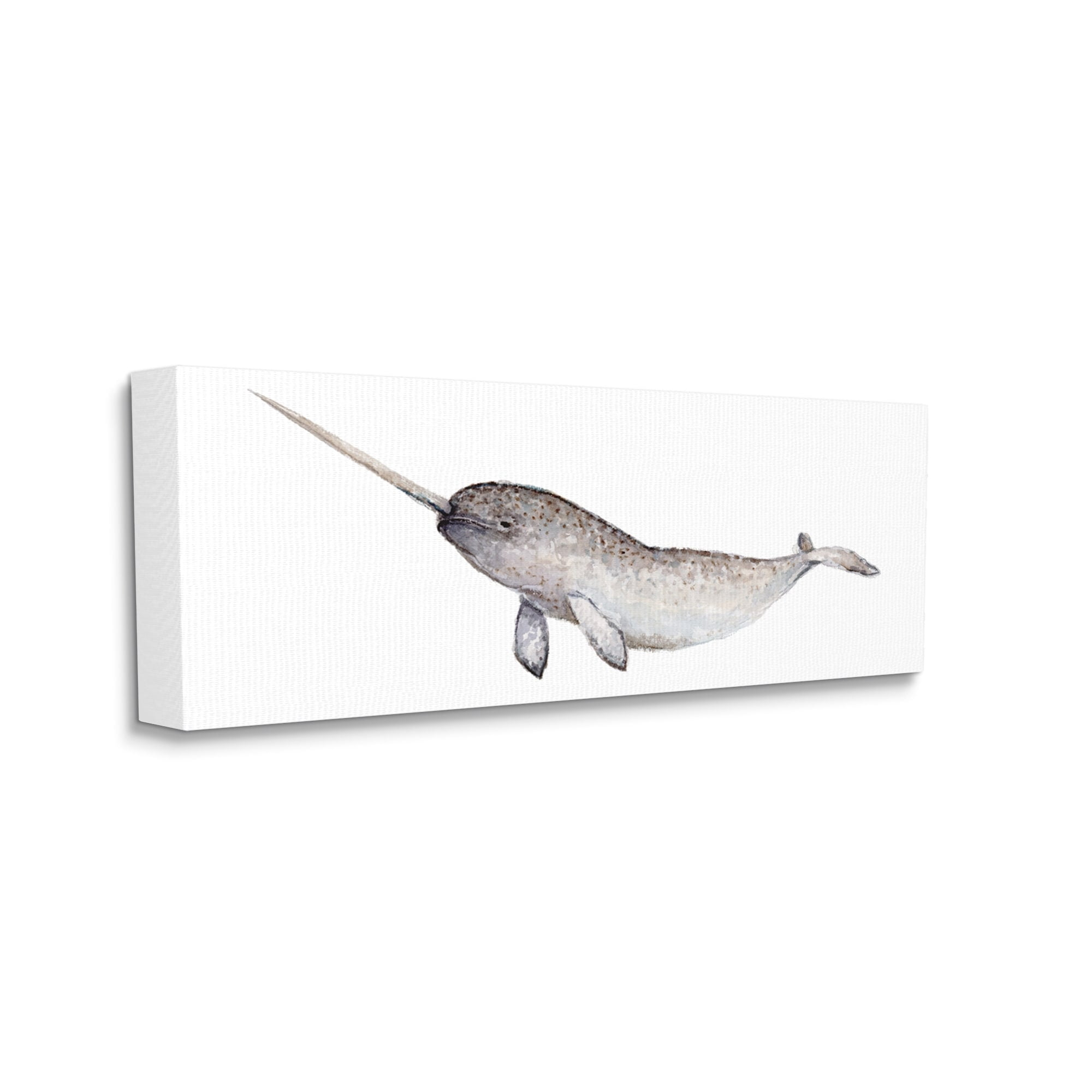 Stupell Industries Baby Narwhal Watercolor Painting Children's Nursery Aquatic Animal, 40 x 17,Design by Fox Hollow Studios