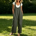 thumbnail image 2 of ClodeEU Women's Sleeveless Wide Leg Jumpsuit with Pockets,Casual Baggy Overalls Jumpsuit Army Green,Women's Plus L, 2 of 8