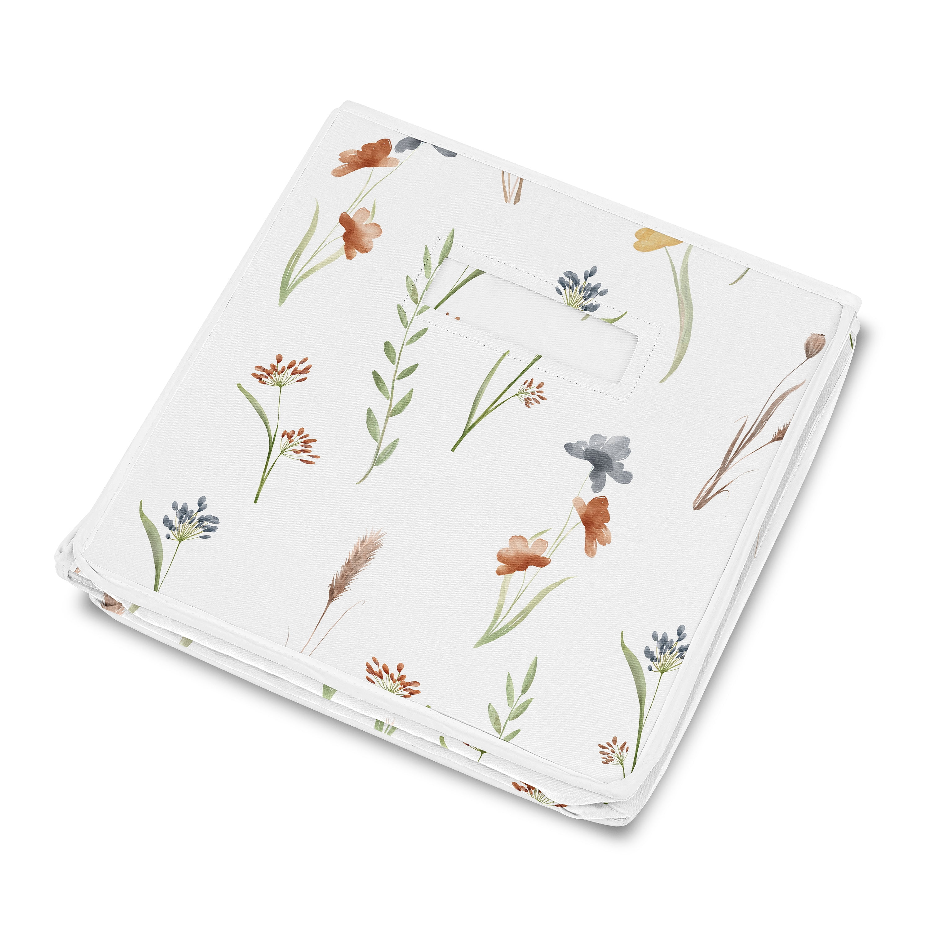 Sweet Jojo Designs Watercolor Floral Garden Sage Green Girl Storage Fabric Toy Box