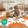 thumbnail image 4 of ODIKA 8'x10' Washable Area Rug Non-Slip Chair-Friendly Mat Distressed Trailing Vintage Vine Motif Botanical Orange Boho Refined Structured for Dining Room, Large Office, Lounge, 4 of 7