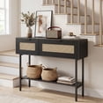 thumbnail image 2 of Gymax 40'' Freestanding Entryway Table w/Flip Doors & Open Storage Shelf Metal Frame Black, 2 of 9