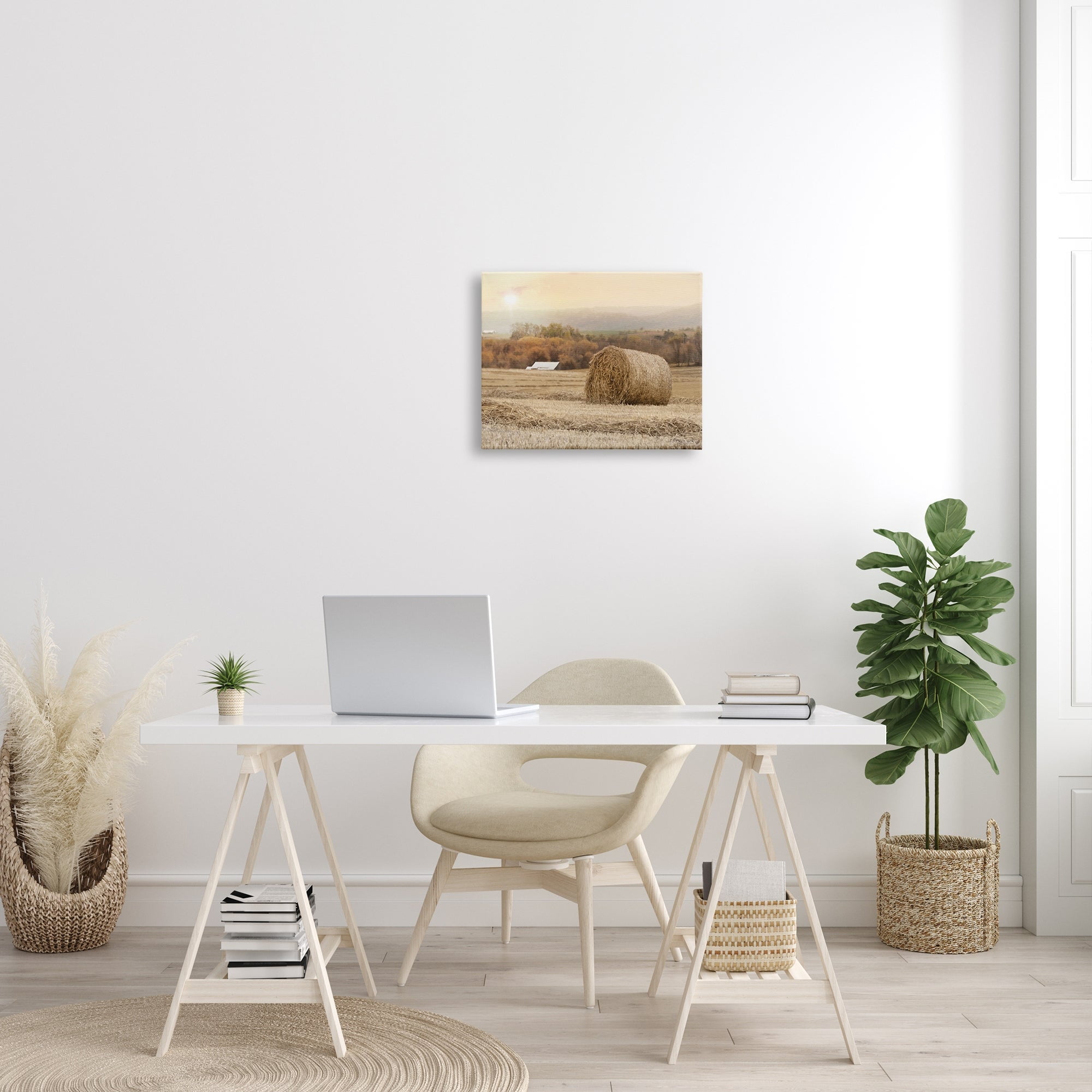 Stupell Industries Rural Haystack Farmland Field Shining Morning Sun Photograph Gallery Wrapped Canvas Print Wall Art, Design by Lori Deiter