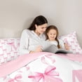 thumbnail image 5 of Erosebridal Pink Letter D Personalized Initial7-Piece Twin Bedding Sets For Kids,Girly Bowknot Bedding Comforter Set,Pink Reversible, 5 of 7