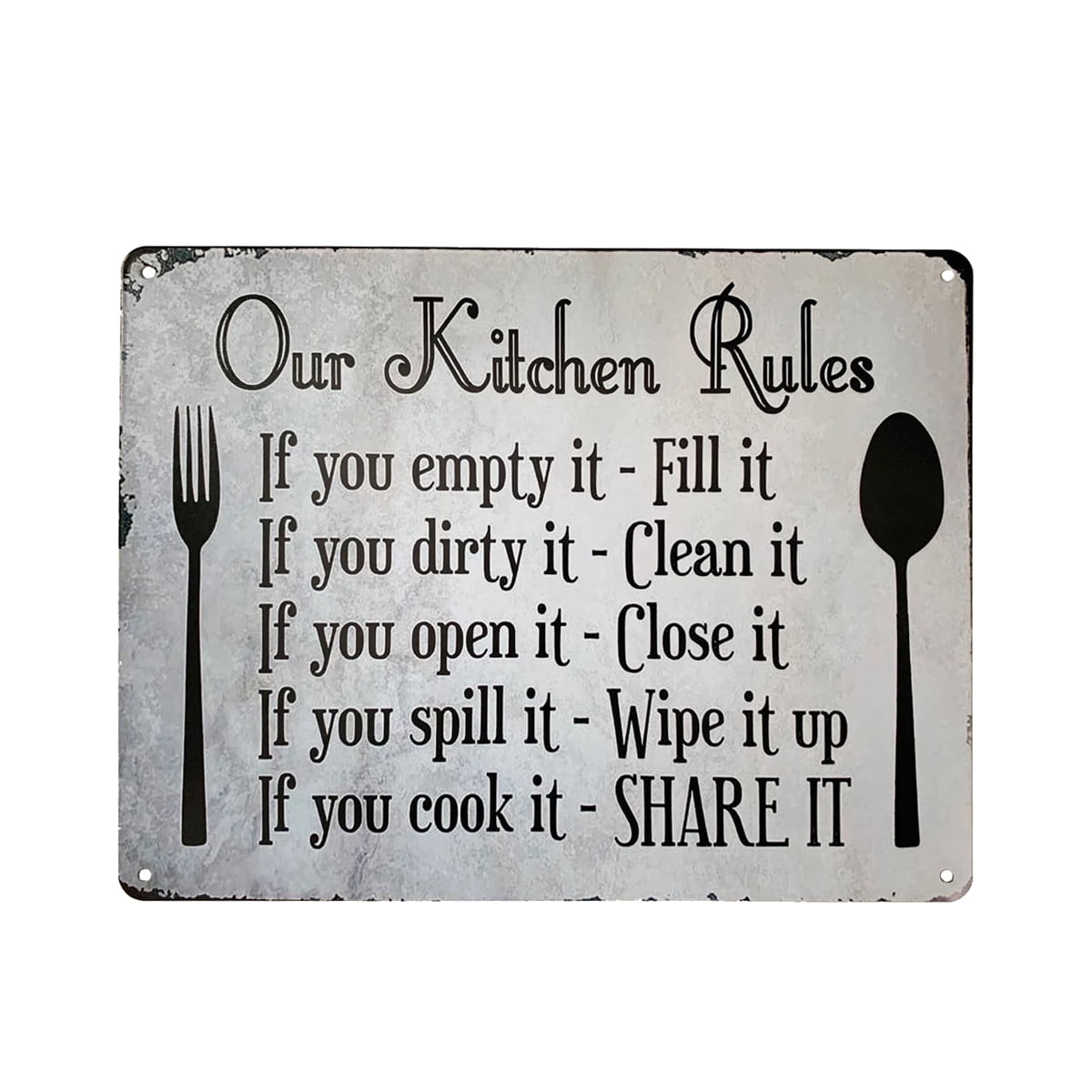 KITCHEN RULES METAL WALL SIGN PLAQUE