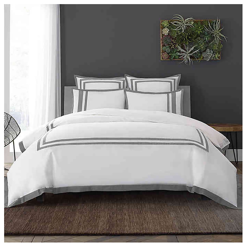 Pizuna 600 Thread Count Cotton King-Size-Duvet-Cover-Set Soft Sateen Weave 4 Corner Ties and Hidden Button Closure New White 100% Long Staple Cotton White-Bedding King Cotton Quilt Cover 