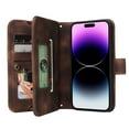thumbnail image 3 of ELEHOLD for iPhone 14 Pro Max 6.7 inch Flip Leather Wallet Case with Card Holders Kickstand Magnetic Clasp Lanyard Shoulder Strap Shockproof Protective Case,Brown, 3 of 8