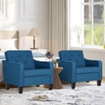 thumbnail image 5 of LAZZO Mid-Century Modern Accent Chair Set of 2, Comfy Tufted Armchair for Living Room and Office, Blue, 5 of 8