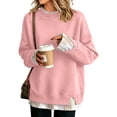 thumbnail image 2 of Crew Neck Sweatshirts Women Oversized Fall French Terry Layered Pullover Sweatshirt Fake Two‑Piece Tops Pullover Casual Split Hem Top, 2 of 6