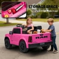 thumbnail image 6 of Kerry Yoo SQ7 Ride on Toys Car, 24V RAM Truck Electric Vehicle for Kids, Pickup Truck, 2 Seater, Bed Storage, Remote Control, Safety Belt, Music- Pink, 6 of 8