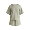 thumbnail image 6 of Joyspun Women's French Terry Short Sleeve Top and Shorts Pajama Set, 2-Piece, Sizes XS-3X, 6 of 6