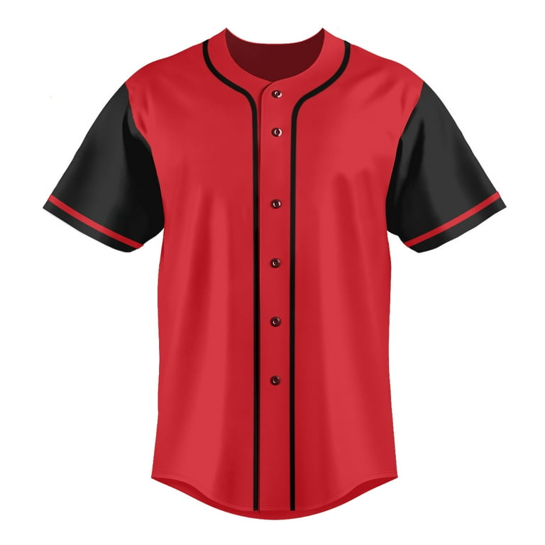 Augusta Sportswear 1655 Full Button Baseball Jersey Red Black M