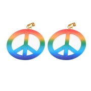 Angoily 1 Pair Colorful Peace Charm Earrings Ear Jewelry Accessories Free Hole Ear Clip Creative Party Supplies