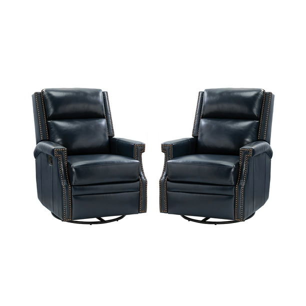 14 Karat Home Genuine Leather Swivel Rocker Recliner Set of 2 with