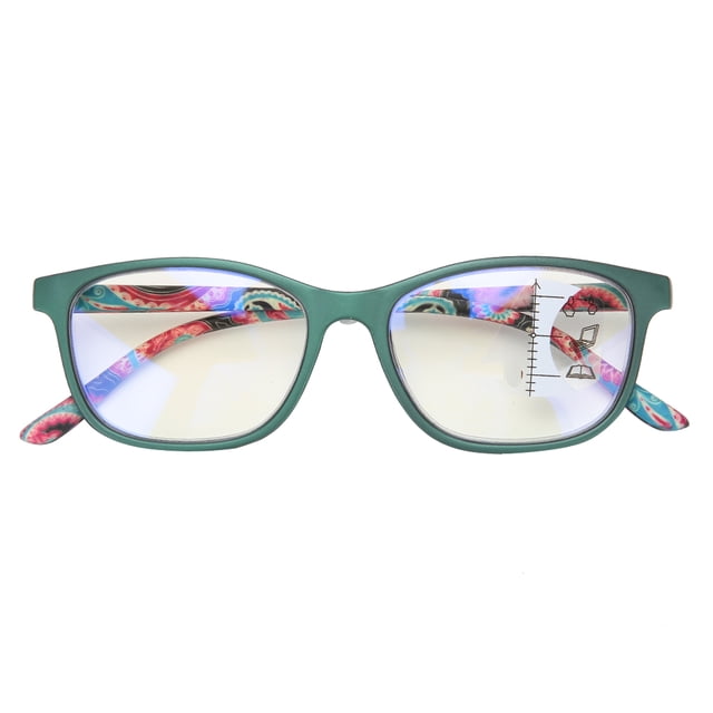 Gafas de lectura multifocales para aliviar la fatiga visual, gafas para presbicia antirayos azules (+100 verdes)