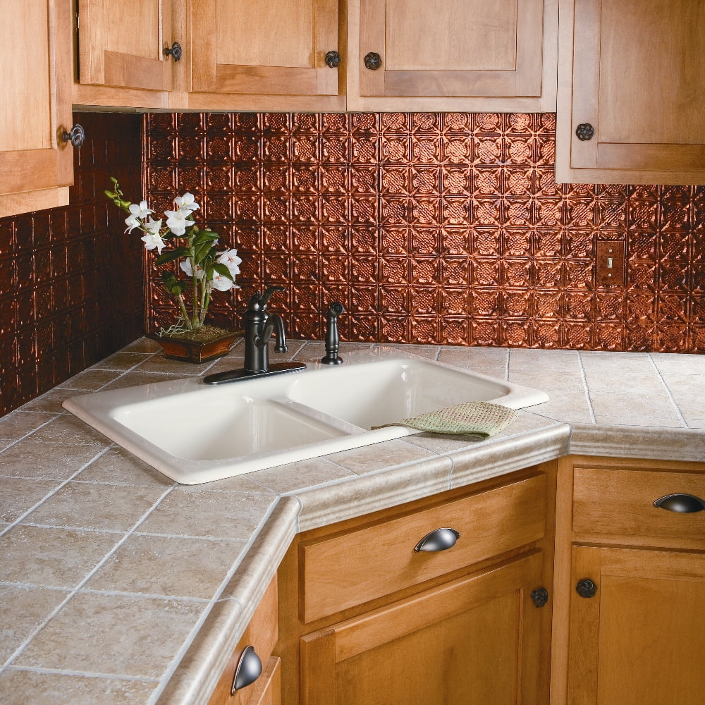 FASÄDE Traditional Style/Pattern 6 Decorative Vinyl Backsplash 15 sq ft Kit  in Moonstone Copper - Walmart Business Supplies, image size:1000x1000