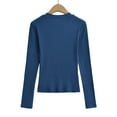 thumbnail image 3 of Dasayo Fitted Women's Tops V-Neck Long Sleeve Blue Solid Classic T-Shirt T Shirts for Women S, 3 of 8