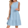 thumbnail image 4 of Fashion Beach Dresses for Womens 2026 Summer Plus Size Casual Cotton and Linen Solid Color Loose Round Neck Sleeveless Mid Length Dress, 4 of 8
