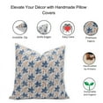 thumbnail image 4 of Fabdivine Block Print Throw Pillow Cover, 14x20 Inch Thick Cotton White Decorative Cushion Cover, Floral Print Boho Design Blue Pillow Cover for Sofa and Couch, 4 of 5