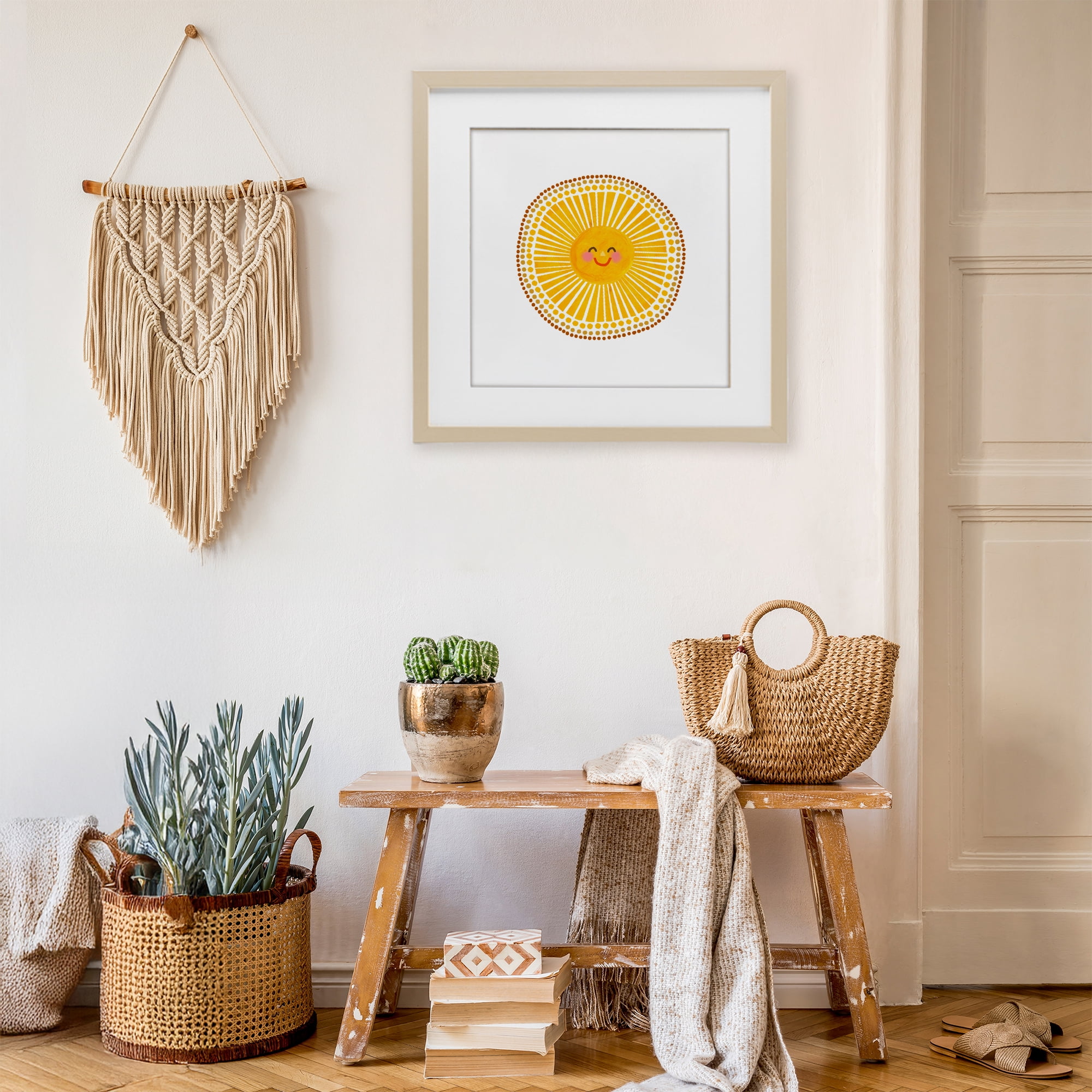 Stupell Industries Yellow Sun's Smile Birch Framed Print Under Glass, design by Katherine Herrell Studio