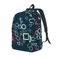 thumbnail image 1 of Disketp Navy Blue Geometric print Canvas Backpack Lightweight Travel Daypack Student Rucksack Laptop Backpack-Medium, 1 of 5
