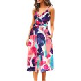 thumbnail image 2 of Moda para mujer Sexy cuello en V sin mangas ahueca hacia fuera impreso estampado Mid Claf vestidos Fridja  hjkh6381, 2 of 5