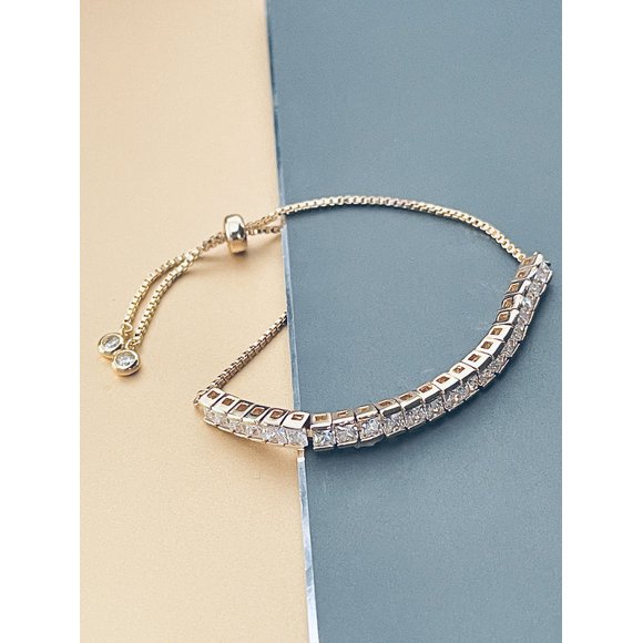 HOLLIS - BRACELET Ajustable Style Tennis en Or